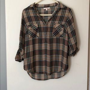 Under Skies Brown Plaid Button-Up: Worn Once